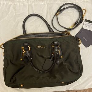 Prada Nylon Jacquard Ebano Crossbody